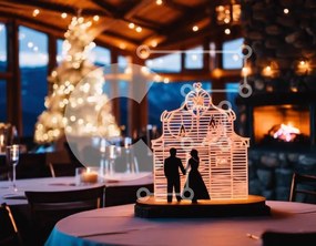 Intra Συλλεκτικό Ξύλινο Παζλ Plywood 4mm - Ρομαντική ρύθμιση τραπεζαρίας για εκδηλώσεις Σε Ξύλινο Κουτί - Διαστάσεις Puzzle: 10x10 cm – 25 κομμάτια