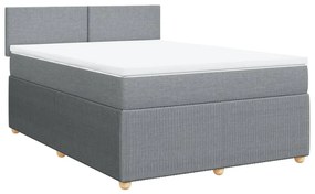 vidaXL Κρεβάτι Boxspring με Στρώμα Ανοιχτό Γκρι 140x190 εκ. Υφασμάτινο