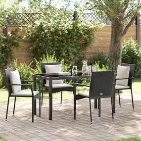 vidaXL Σετ Τραπεζαρίας Κήπου 5 pcs Μαύρο 140 x 70 x 73 cm PE Ρατάν