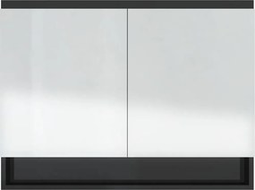 vidaXL Ντουλάπι Μπάνιου με Καθρέφτη 80x15x60 εκ. Λαμπερό Μαύρο από MDF