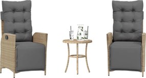 vidaXL Σετ Επίπλων Bistro 3 τεμ. Μικτό Μπεζ Συνθ. Ρατάν με Μαξιλάρια