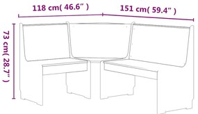 vidaXL Παγκάκι Γωνιακό REINE Καφέ Μελί/Γκρι 151 εκ. Μασίφ Ξύλο Πεύκου