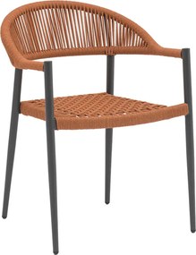 Πολυθρόνα Freiburg pakoworld αλουμίνιο μαύρο-σχοινί φυσικό-κεραμιδί