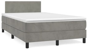 Κρεβάτι Boxspring με Στρώμα Ανοιχτό Γκρι 120x190 εκ. Βελούδινο - Γκρι