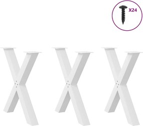 vidaXL Πόδια Τραπεζαρίας σε Σχήμα Χ 3 τεμ. Λευκά 70x(72-73) εκ. Ατσάλι