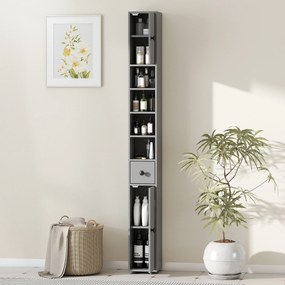 Ντουλάπι μπάνιου 4 Ράφια Συρτάρι Νοβιοσανίδα Λεπτό Σχέδιο Γκρι