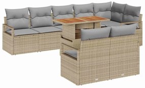 vidaXL Σετ Καναπέ Κήπου με μαξιλάρι 9 pcs Μπεζ, Γκρι 100 x 55 x 73 εκ