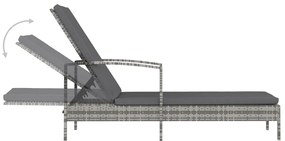 vidaXL Ξαπλώστρα με Μπράτσα Γκρι από Συνθετικό Ρατάν
