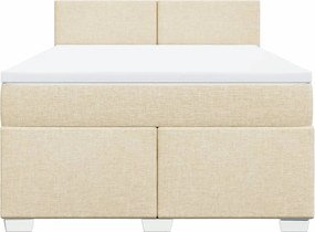 vidaXL Κρεβάτι Boxspring με Στρώμα Κρεμ 140x190 εκ. Υφασμάτινο