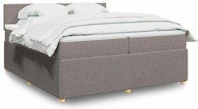 vidaXL Κρεβάτι Boxspring με Στρώμα Taupe 200x200 εκ. Υφασμάτινο