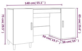 Γραφείο Μαύρο 140 x 50 x 75 εκ. από Επεξεργασμένο Ξύλο - Μαύρο