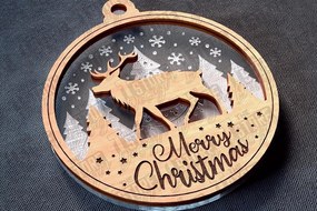 Σετ των 3 Intra απο ξύλο plywood 3mm-4mm πάχος Χριστουγεννιάτικο στολίδι Δίασταση 8x8 cm INTRAFABR-78627801