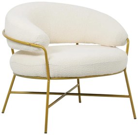 Πολυθρόνα Malu μπουκλέ κρεμ-πόδι χρυσό μέταλλο 84x79x76εκ 84x79x76 εκ.