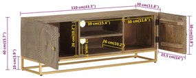 Έπιπλο Τηλεόρασης 110 x 30 x 40 εκ. Μασίφ Ξύλο Μάνγκο &amp; Σίδηρος - Καφέ