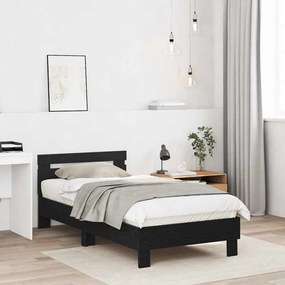 vidaXL Πλαίσιο Κρεβατιού Μαύρη δρυς 90 x 190 cm Επεξεργασμένο ξύλο