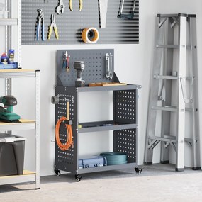 vidaXL Καρότσι εργαλείων με ράφι Ανθρακί 65 x 35 x 111 εκ Κρύα χάλυβας