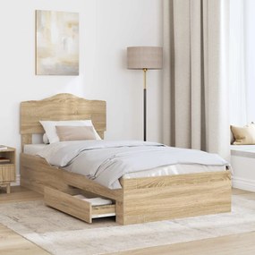 vidaXL Σκελετός Κρεβατιού Δρύς Sonoma 100 x 200 cm Επεξεργασμένο ξύλο