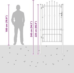 vidaXL Πύλη Φράχτη ASTEN 100 x 175 cm Μέταλλο Μαύρο Κλειδώσιμο