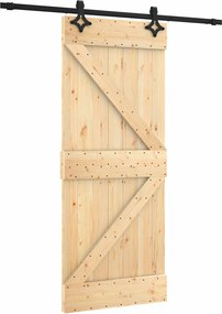 vidaXL Συρόμενη Πόρτα Φυσικό και Μαύρο 85 x 210 cm