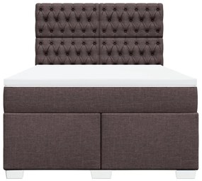 vidaXL Κρεβάτι Boxspring με Στρώμα Σκούρο Καφέ 140x200 εκ Υφασμάτινο