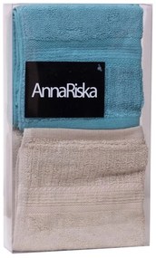 Πετσέτες Modal Σε Συσκευασία Δώρου (Σετ 3τμχ) Beige-Aqua Blue Anna Riska Σετ Πετσέτες 30x50cm Modal,Βαμβάκι