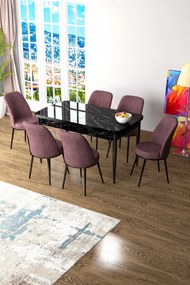 Extendable Dining Table &amp; Chairs Set (7 Pieces) Zen - Black Marble, Dusty Rose Black Marble
Dusty Rose