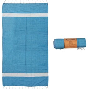 Πετσέτα Θαλάσσης Pestemal Ρόμβοι Λευκή Φάσα ~280g 90x180cm SummerTiempo 623193 Γαλάζιο 42-3173-GLZ
