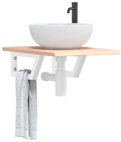 Ράφι Νιπτήρα Τοίχου από Ατσάλι / Μασίφ Ξύλο Δρυός