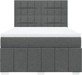 vidaXL Κρεβάτι Boxspring με Στρώμα Σκούρο Γκρι 140x190 εκ. Υφασμάτινο