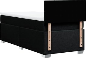 vidaXL Κρεβάτι Boxspring με Στρώμα Μαύρο 90x200 εκ. Υφασμάτινο