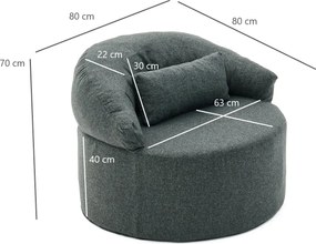 Πολυθρόνα Ανθρακί PITTA 80x100x70