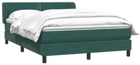 vidaXL Κρεβάτι Boxspring με Στρώμα Σκούρο Πράσινο 140x210εκ. Βελούδινο