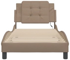 vidaXL Πλαίσιο Κρεβατιού με LED Χωρίς Στρώμα Zadar Καπουτσίνο 90x190 εκ.