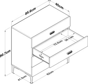 Συρταριέρα Λευκό BROPAN 85.6x45x90.7