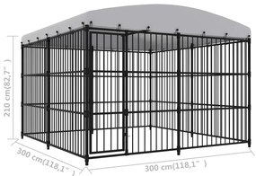 vidaXL Κλουβί Σκύλου Εξωτερικού Χώρου 300 x 300 x 210 εκ. με Στέγαστρο