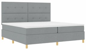 vidaXL Κρεβάτι με ελατήρια με στρώμα Ανοιχτό γκρι 200 x 200 cm ύφασμα