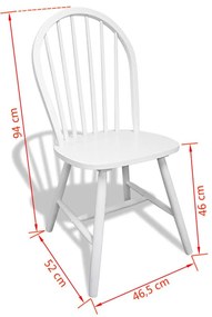 Καρέκλες Τραπεζαρίας 6 τεμ. Λευκές Μασίφ Ξύλο Καουτσουκόδεντρου - Λευκό