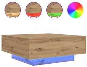vidaXL Τραπεζάκι σαλονιού με LED φώτα από ξύλο Artisan 80x80x31 εκ