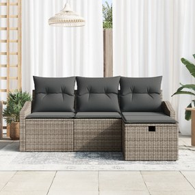 vidaXL Σετ Καναπέ Κήπου 4 Τεμαχίων με Μαξιλάρια Γκρι Πολύ Ρατάν