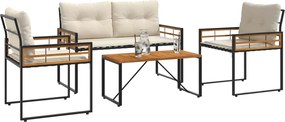vidaXL Σετ Εξωτερικών Επίπλων με μαξιλάρι 4 pcs Κρεμ