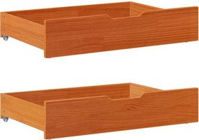 vidaXL Συρτάρια Κρεβατιού 2 τεμ 85x55x17 εκ. Καφέ Κεριού Μασίφ Πεύκο