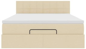 Οθωμανικό κρεβάτι με στρώμα &amp; LEDs Cream 140x190cm Ύφασμα 3312310