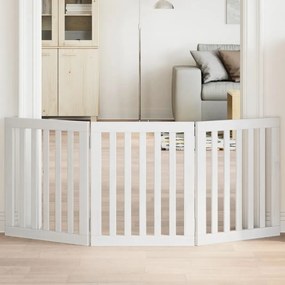 Διαχωριστικό Σκύλων Πτυσσόμενο 3 Πάνελ Λευκό 150 εκ Ξύλο Λεύκας