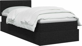 vidaXL LED Κρεβάτι αποθήκευσης με στρώμα Μαύρο 100 x 200 cm Ύφασμα