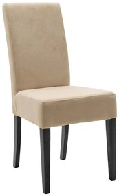 047-000049 Καρέκλα Ditta pakoworld ύφασμα εκρού-πόδι μασίφ ξύλο μαύρο FABRIC - SOLID WOOD BEECH ECRU - BLACK, 2 Τεμάχια
