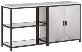 vidaXL Σετ Αποθήκευσης Κουζίνας με ράφι 2 pcs Ασημί 180 x 50 x 92 εκ.