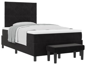 vidaXL Κρεβάτι με κουβέρτα και bench Μαύρο 120x200 εκ. Βελούδο