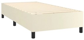 vidaXL Κρεβάτι Boxspring με Στρώμα Κρεμ 100x200εκ. από Συνθετικό Δέρμα