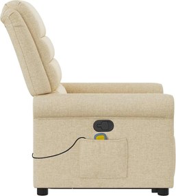 vidaXL Πολυθρόνα Μασάζ Ανακλινόμενη με Ανύψωση Κρεμ Υφασμάτινη