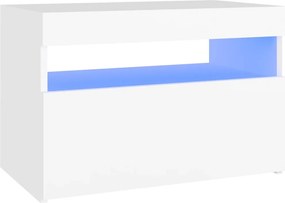 vidaXL Κομοδίνο με LED Λευκό 60 x 35 x 40 εκ. από Επεξεργασμένο Ξύλο